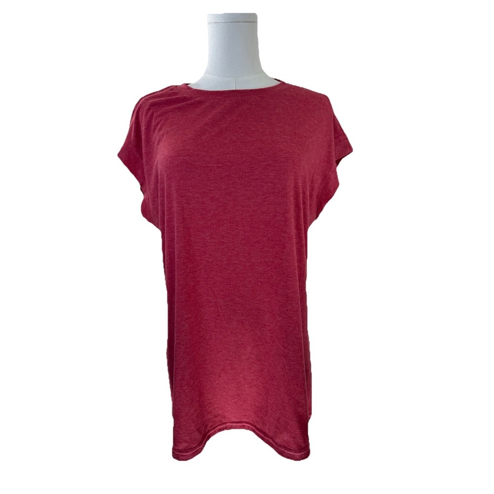 Automet T-Shirt Womens Size L Washed Red Cap Short Sleeve Casual Top